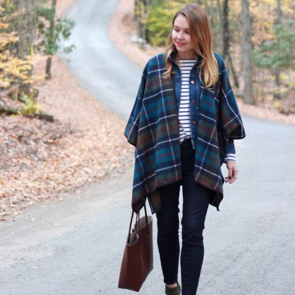 Super soft plaid oversized poncho